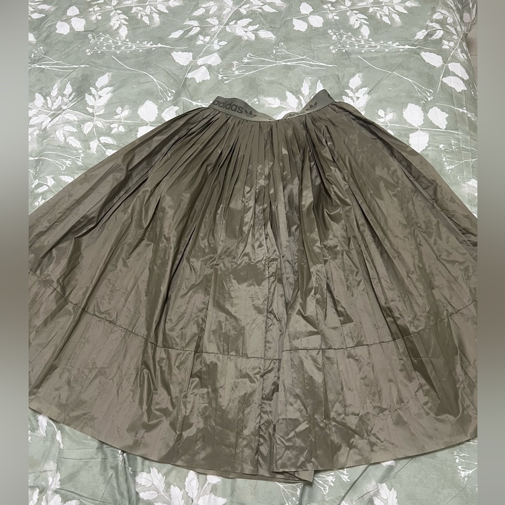 adidas Olive-Tone Full Circle Skirt with Branded Waistband